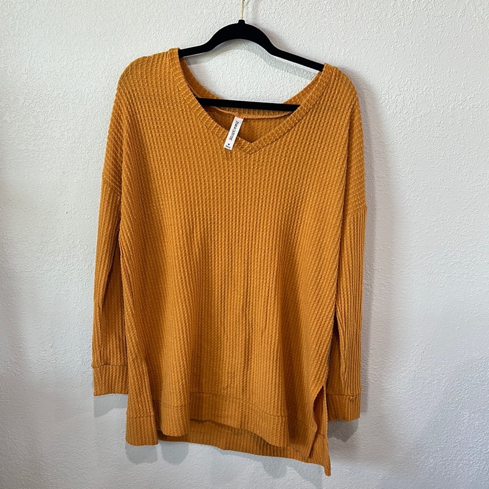 Mustard Yellow Waffle Knit Sweater